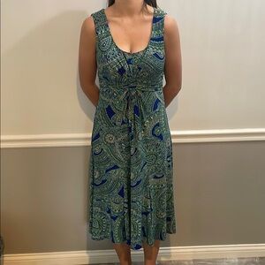 Comfortable colbalt blue and Green Paisley Dress